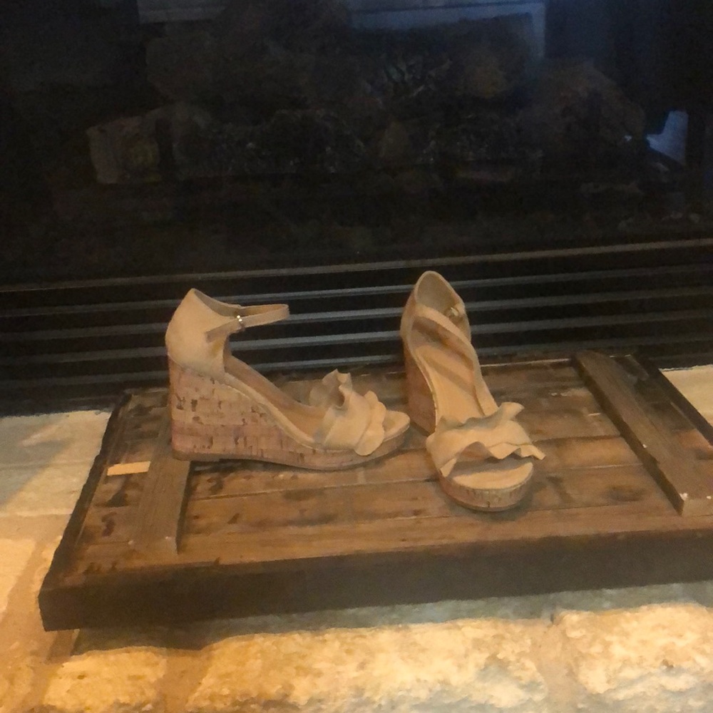 Tan suede wedges
